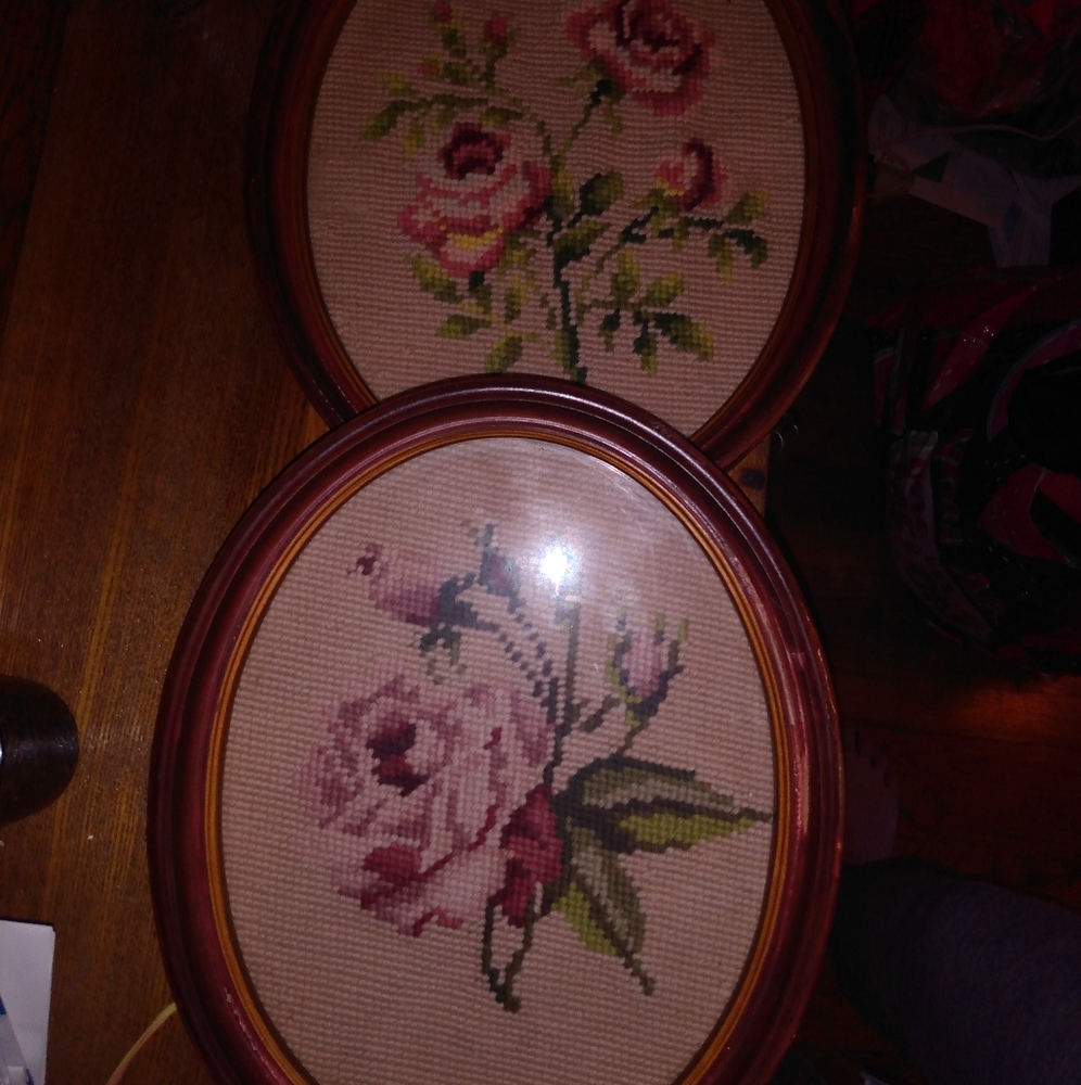 Vintage needle point  roses